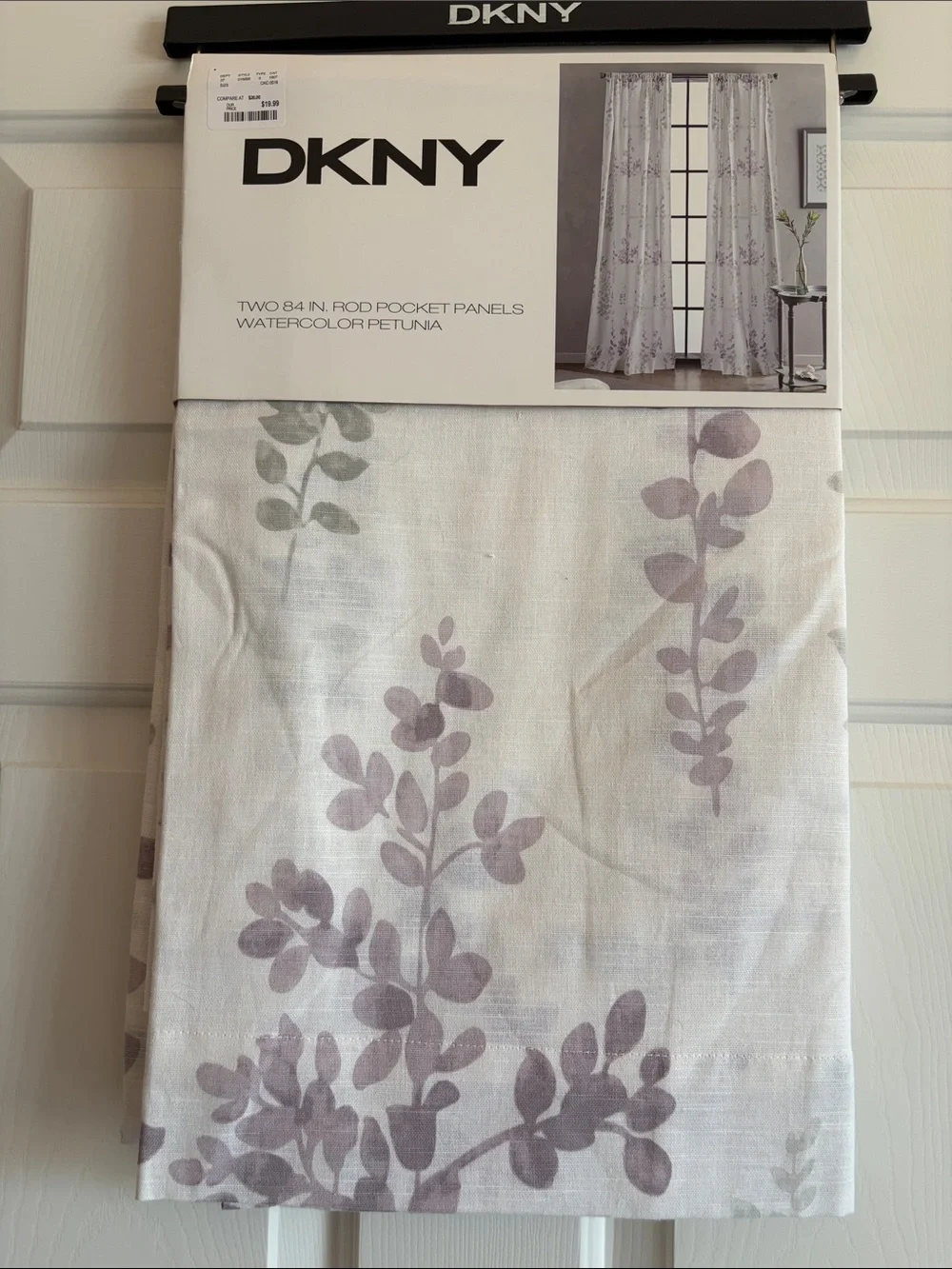 DKNY Watercolor Petunia Rod Pocket Curtain Panel 2-84 inch panels